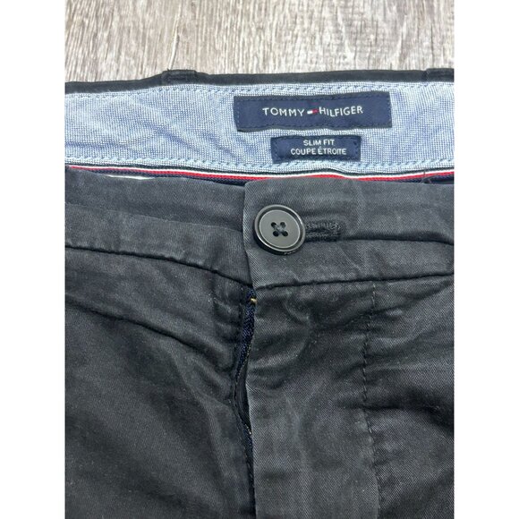 Tommy Hilfiger Pants Men's Size 38x32 Slim Straight Chino Pant Cotton Black - Picture 5 of 9